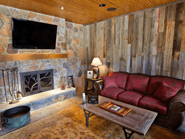 Living Space with a Red Couch